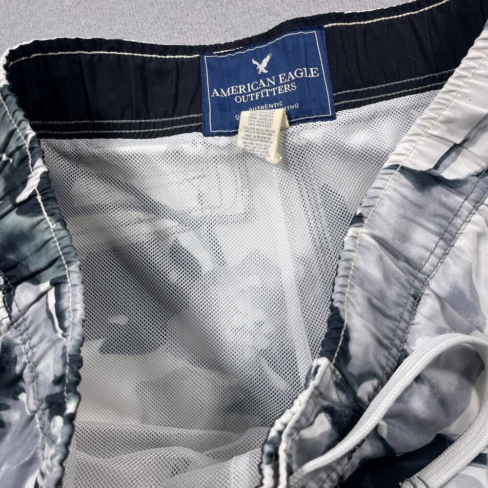 American Eagle Outfitters Floral Swim Trunks Mens Large White Gray Cargo - Picture 9 of 12
